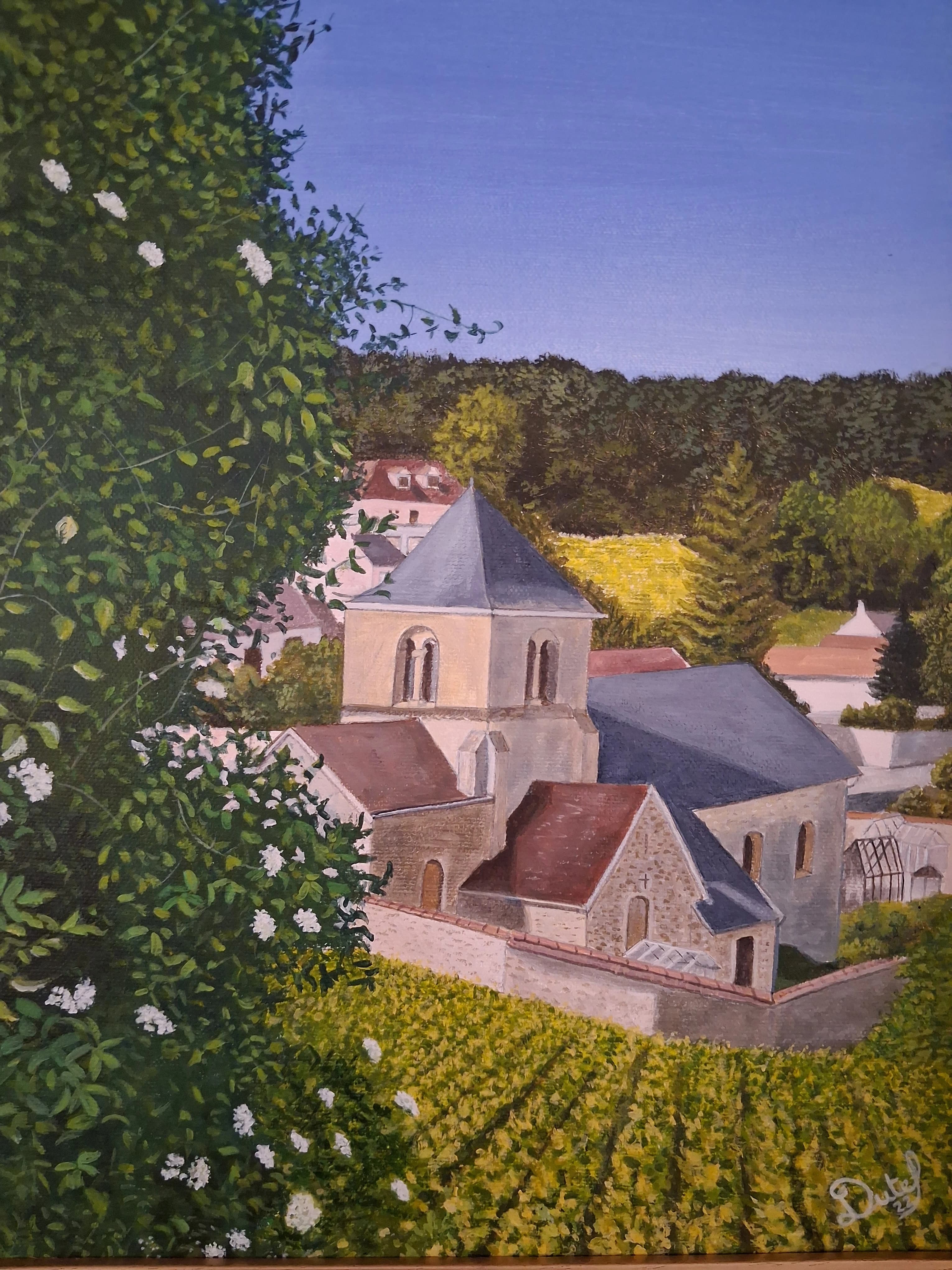 Peinture représentant une église
